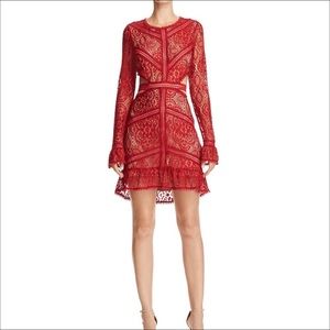 For Love & Lemons Red Lace Emerie Dress